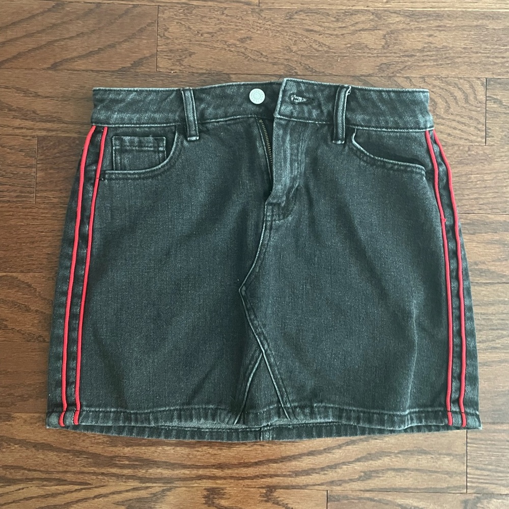 Pacsun Black Denim Skirt with Red Stitching
